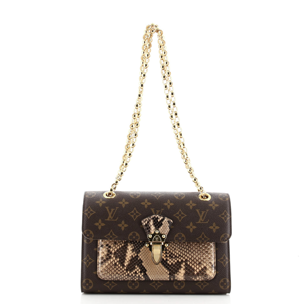 Louis Vuitton Victoire Handbag Monogram Canvas and Python 80236