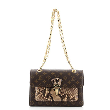 Louis Vuitton Victoire Handbag Monogram Canvas and Python