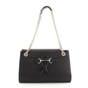 Gucci Emily Chain Flap Shoulder Bag Guccissima Leather Large
