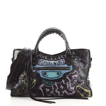 Balenciaga City Graffiti Classic Studs Bag Leather Medium