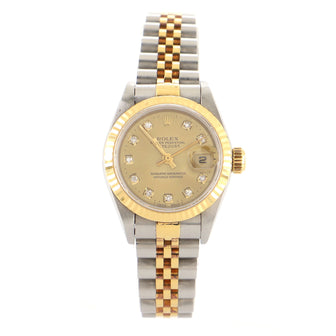 Rolex Oyster Perpetual Datejust Automatic Watch Stainless Steel and Yellow Gold with Diamond Markers 26