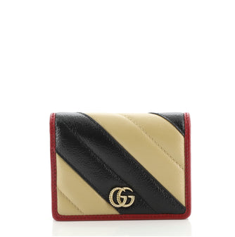 Gucci GG Marmont Flap Card Case Diagonal Quilted Leather
