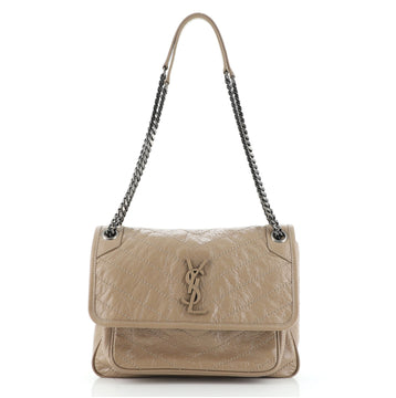 Saint Laurent Niki Chain Flap Bag Matelasse Chevron Leather Medium