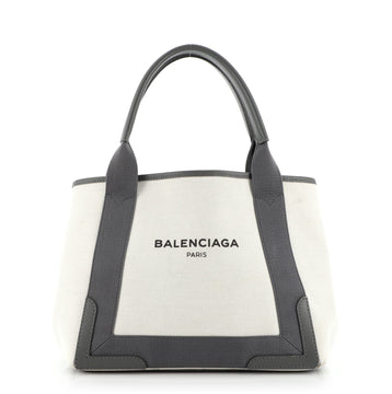 Balenciaga Navy Cabas Canvas with Leather Small