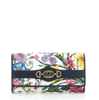 Gucci Zumi Continental Wallet Quilted Flora Canvas