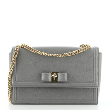 Salvatore Ferragamo Vara Bow Chain Flap Bag Leather Medium