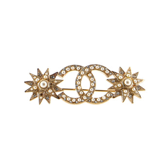 Chanel CC Star Brooch Faux Pearl and Crystal Embellished Metal
