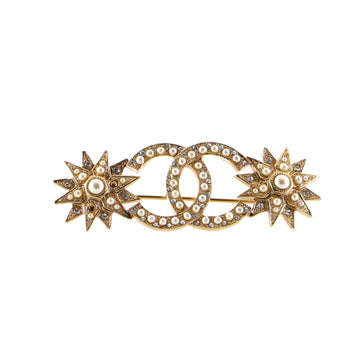 Chanel CC Star Brooch Faux Pearl and Crystal Embellished Metal