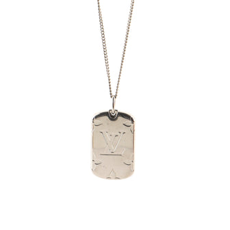Louis Vuitton Locket Pendant Necklace Engraved Metal