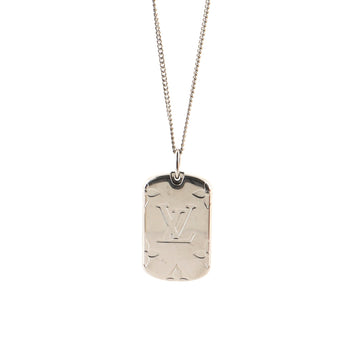 Louis Vuitton Locket Pendant Necklace Engraved Metal