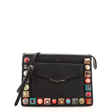 Fendi Front Pocket Crossbody Bag Studded Leather Small