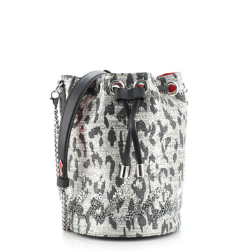Christian Louboutin Marie Jane Bucket Bag Crystal Embellished Tweed
