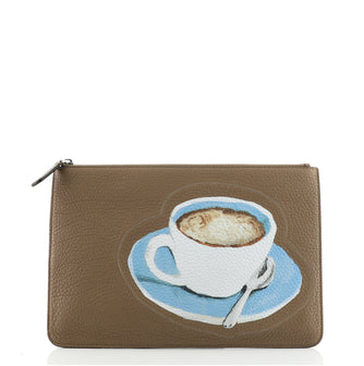 Fendi Zip Pouch Applique Leather Medium