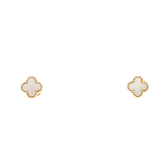 Van Cleef & Arpels Sweet Alhambra Stud Earrings 18K Yellow Gold and Mother of Pearl