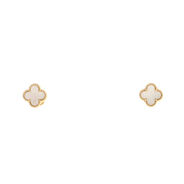 Van Cleef & Arpels Sweet Alhambra Stud Earrings 18K Yellow Gold and Mother of Pearl