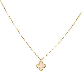 Van Cleef & Arpels Sweet Alhambra Pendant Necklace 18K Yellow Gold and Mother of Pearl