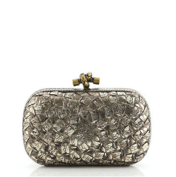 Bottega Veneta Box Knot Clutch Metallic Intrecciato Nappa