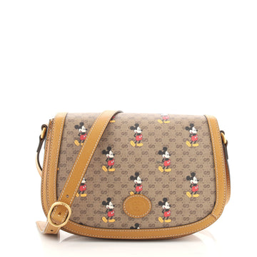 Gucci Disney Mickey Mouse Flap Shoulder Bag Printed Mini GG Coated Canvas Small