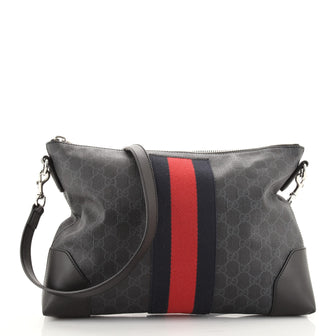 Gucci Web Zip Flat Messenger GG Coated Canvas Medium