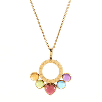 Bvlgari Allegra Round Pendant Necklace 18K Yellow Gold with Multicolor Gemstones