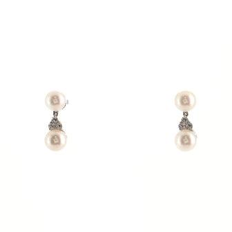 Tiffany & Co. Aria Drop Earrings Cultured Pearls with Platinum and Diamonds 7-8mm