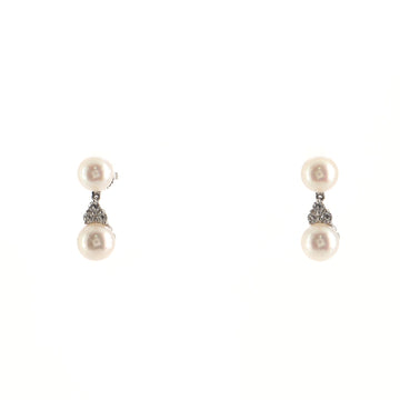Tiffany & Co. Aria Drop Earrings Cultured Pearls with Platinum and Diamonds 7-8mm