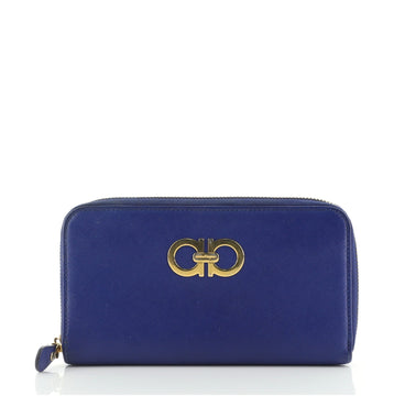 Salvatore Ferragamo Double Gancio Zip Around Wallet Leather