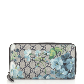 Gucci Zip Around Wallet Blooms Print GG Coated Canvas