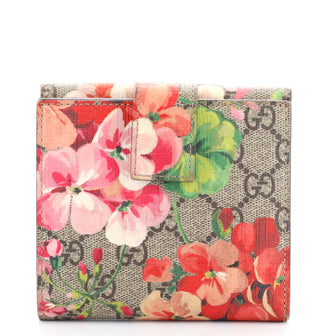 Gucci French Flap Wallet Blooms Print GG Coated Canvas