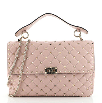 Valentino Rockstud Spike Flap Bag Quilted Leather Large