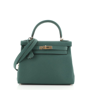Hermes Kelly Handbag Green Togo with Gold Hardware 28