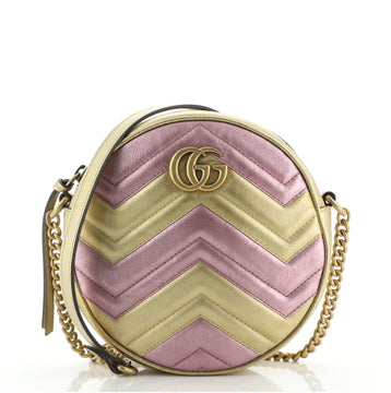 Gucci GG Marmont Round Shoulder Bag Matelasse Leather Mini