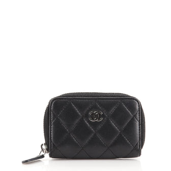Chanel CC Zip Coin Purse Quilted Lambskin Small