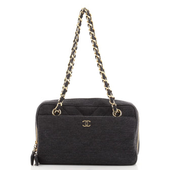 Chanel Vintage CC Camera Bag Chevron Jersey Small