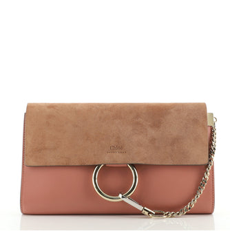 Chloe Faye Clutch Leather and Suede