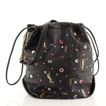 Saint Laurent Teddy Bucket Bag Embellished Leather Small