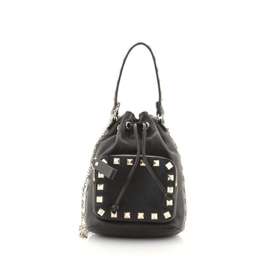 Valentino Rockstud Drawstring Bucket Bag Leather Mini