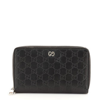 Gucci Signature Double Zip Organizer Wallet Guccissima Leather Large