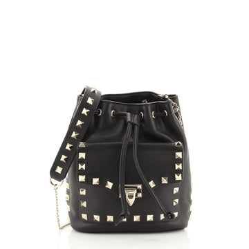 Valentino Rockstud Drawstring Bucket Bag Leather Mini