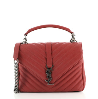 Saint Laurent Classic Monogram College Bag Matelasse Chevron Leather Medium