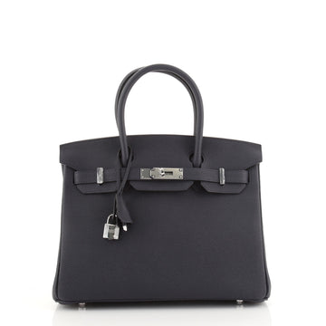 Hermes Birkin Handbag Blue Togo with Palladium Hardware 30