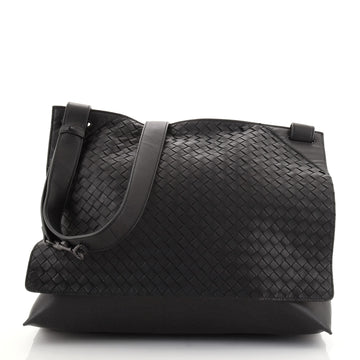 Bottega Veneta Square Panelled Messenger Bag Intrecciato Nappa Large