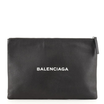 Balenciaga Everyday Logo Pouch Printed Leather Large