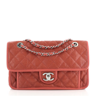 Chanel French Riviera Flap Bag Quilted Caviar Medium