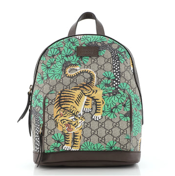 Gucci Zip Pocket Backpack Bengal Print GG Coated Canvas Small