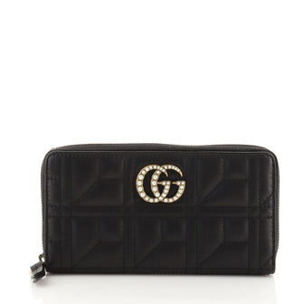 Gucci Pearly GG Marmont Zip Around Wallet Matelasse Leather