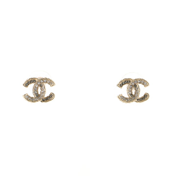 Chanel CC Stud Earrings Crystal Embellished Metal