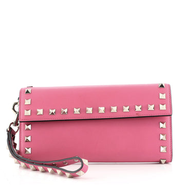 Valentino Rockstud Flap Wristlet Wallet Leather Small