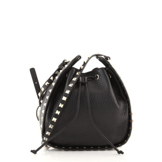 Valentino Rockstud Drawstring Bucket Bag Leather Small