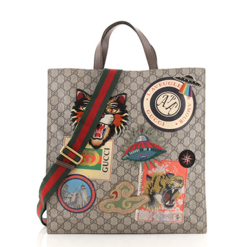 Gucci Courrier Convertible Soft Open Tote GG Coated Canvas with Applique North South